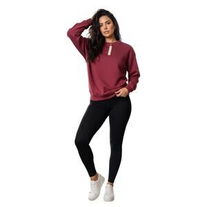 SKIMS Brick Cotton Fleece Classic Crew Sweatshirt - Women’s Size Large NWT Red